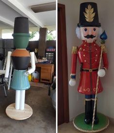 two pictures of a nutcracker and a man in uniform