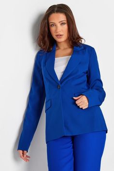 Shop LTS Tall Cobalt Blue Scuba Crepe Tailored Blazer at Yours Clothing. Discover women’s plus size clothing in sizes 10-36 with fast delivery. Jeans For Tall Women, Smart Coat, Tall Skirt, Crepe Blazer, Clothing For Tall Women, Large Clothes, Long Tall Sally, Long Leggings, Pyjama Bottoms