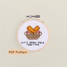 a cross stitch pattern with the words let's brew mold together