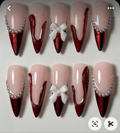 Red Nails Design Classy, Red 3d Nails, Nail Maroon, 4d Nail Art, Maroon Nail Art, Maroon Nail Designs, Paznokcie Hello Kitty, Nail Art Noel, Fake Nails Designs