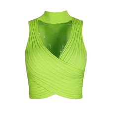 Lasaky - Knitted Neck-Hanging Top with Inner Camisole Halter Vest, Budget Outfits, Vest Women, Ribbed Tank Tops, Solid Clothes, Swim Suit Bottoms, Spring 2024, Bright Green, Womens Vest