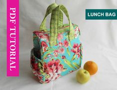 a lunch bag and an apple on a white background with the words lunch bag written below it