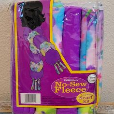 the packaged package is purple and has no - sew fleece