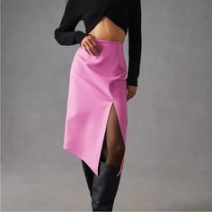 New Anthropologie Maeve Faux Leather Midi Skirt. Soft Faux Leather In A Chic Pink Color. High Waisted Fit With Slit In Front. New With Tags. 14 Petite Faux Leather Midi Skirt, Wrap Maxi Skirt, Leather Midi Skirt, Knit Midi Skirt, Anthropologie Skirt, Pink Fits, Chic Pink, Faux Leather Fabric, Faux Leather Skirt