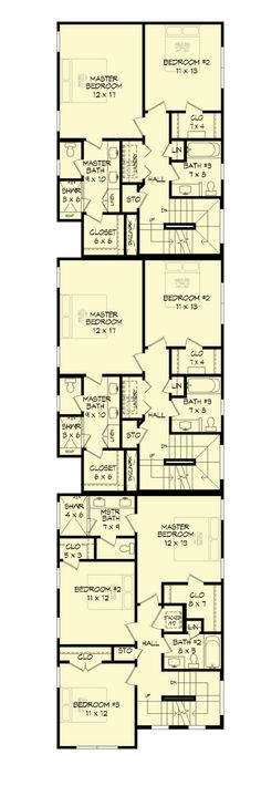 the floor plan for two story apartment buildings