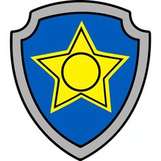 a blue and yellow shield with a star on it