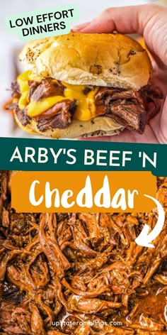 Arby's Beef 'n Cheddar Deli Roast Beef Crock Pot Recipes, Crockpot Meat Sandwiches, Sandwich Crockpot Recipes, Crockpot Beef And Cheddar Sandwiches, Crock Pot Football Food, Crock Pot Sandwiches For A Crowd, Unique Crock Pot Recipes, Football Sunday Dinner Ideas, Crock Pot Tailgate Recipes