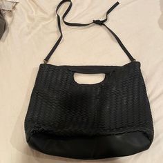 Anthropologie Braided Black “Leather” Bag Never Used Great Faux Leather Material Long Adjustable Strap Zipper Pocket And Two Open Pockets Inside Anthropologie Bags, Black Leather Bag, Black Leather Bags, Leather Material, Womens Tote Bags, Inside Pocket, Zipper Pocket, Leather Bag, Adjustable Straps