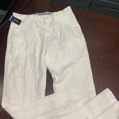 Polo Ralph Lauren Mens White Flat Front Zip Classic Fit Chino Pants Size 36x32 Brand: Polo Ralph Lauren Department: Men Size: 36x32 Color: White Type: Pant Style: Chino Pattern: Solid Theme: Classic Occasion: Casual Season: All Season Features: Comfort, Breathable Condition: New With Tag I Offer Discounts For All Return Customers. - Jvs White Flat Front Bottoms With Welt Pockets, Classic White Flat Front Pants, Casual Linen Flat Front Bottoms, Fitted White Flat Front Pants, Ralph Lauren White Casual Bottoms, Grey Chino Pants, Blue Pants Men, Brown Chinos, Khaki Jeans