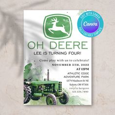 a flyer for a tractor show with an image of a deer on it