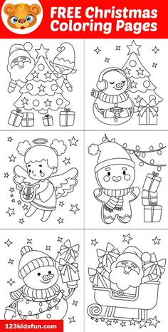 christmas coloring pages for kids with santa claus and other holiday items in black and white