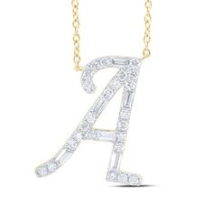 Whether it's a personal indulgence or a thoughtful gift for someone special, this Diamond Initial 'A' Fashion Baguette Necklace is a beautiful expression of individuality and style. Embrace the allure of diamonds and the personal touch of an initial with this exquisite piece. Note: The necklace comes with a standard length of 18 inches. Approximate Weight: 1.62 grams Gemstone Details Gemstone Type Diamond Diamond Carat Weight 1/5 Metal Color Yellow Gold Processing and Shipping Time Ready to Ship Luxury Diamond Cut Initial Pendant Necklace, Luxury Yellow Gold Diamond Initial Pendant Necklace, Luxury Single Cut Diamond Initial Pendant Jewelry, Alphabet Pendants Diamonds, Luxury Necklace With Diamond Accents, Initial Pendant, Baguette Necklace, Diamond Alphabet Pendant Letters, Yellow Color, Thoughtful Gifts