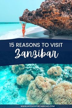 a woman standing on top of a sandy beach next to the ocean with text overlay that reads 15 reasons to visit bansan