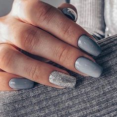 Stars Nails, Grey Nail Designs, Unghie Sfumate, Going Grey, Sns Nails