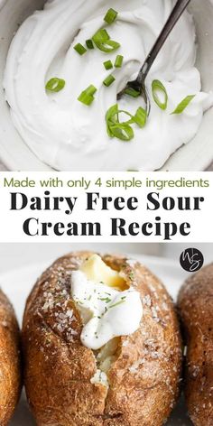 dairy - free sour cream recipe made with only 4 simple ingredients