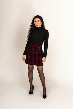 Fitted High Waist Plaid Skort, Fitted High Waist Plaid Mini Skirt, Fitted Plaid Mini Skirt, Fitted Pencil Skort For Fall, High Waist Plaid Skort, Fitted Pencil Skirt Skort For Fall, Plaid Skirted Skort For Fall, Plaid Fitted Mini Skirt, Elegant Fitted Plaid Skirt