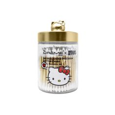 The cutest addition to your vanity, skincare, or makeup collection! The Crème Shop x Hello Kitty Reusable Glass Jar includes precision cotton swabs that are designed for easy and efficient skincare application or removal, in delicate areas. Vanity Skincare, Skincare Application, Gold Jars, Hello Kitty Shop, The Creme Shop, Creme Shop, Hello Kitty Makeup, Hello Kitty Backgrounds, Jar Storage