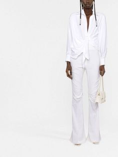 Jacquemus high-waisted Flared Trousers - Farfetch Trousers White, Flared Trousers, High Waisted Flares, Flare Trousers, All Brands, White Jeans, Lab Coat, High Waist, Trousers