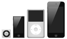 an ipod and other electronic devices are shown in this image with the same color scheme