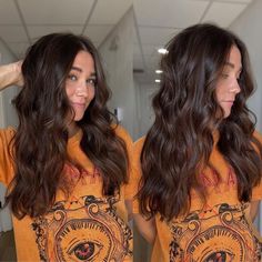 Chocolate Brown With Dark Roots, Hot Chocolate Brunette, Level 6 Chocolate Brown Hair, Chocolate Brown Hair With Red Undertones, Neutral Chocolate Brown Hair, Warm Dark Brown Hair With Highlights, Warm Dark Brunette, Brown Hair For Olive Skin Tone, Bitter Chocolate Glaze Hair