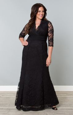 Screen Siren Gown in Black http://www.curvety.com/dresses-c1/evening-gowns-c2/kiyonna-screen-siren-lace-gown-in-black-p407 Plus Size Gowns Formal, Lace Long Gown, Plus Size Evening Gown, Plus Size Black Dresses, Black Bridesmaid, Lace Evening Gowns, Plus Size Bridesmaid, Plus Size Formal, Plus Size Formal Dresses