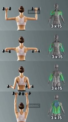 a woman is doing exercises with dumbbells in her arms and back, which are the same size as an average man