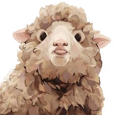 a painting of a sheep with big eyes