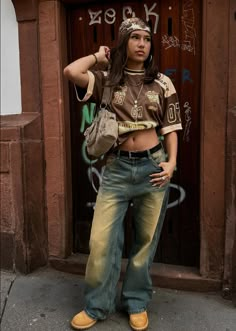 #aesthetic #y2k #fashion #fyp #godfirst # hairstyle # hot #outfit # timberland # jersey 90s Fashion Inspiration Hip Hop, Authentic 80s Outfits, Y2k Jersey Outfit, 90s R&b Fashion, Jaded London Outfit, Reggaeton Outfit, Streetwear Style Aesthetic, Brown Y2k Outfit, Ahs Outfits