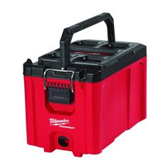 the milwaukee tool box is red and black