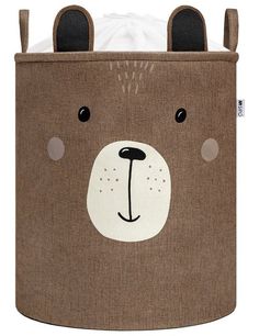 a brown bear storage bin with ears on it