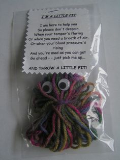 there is a package with some yarn on the label and instructions to make it look like they are knitted