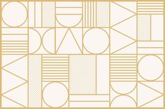 an art deco wallpaper pattern in gold and white with circles, lines, dots