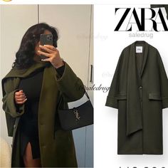 Questions? Leave A Comment Below! Zara Wool Coat, Zara Winter Coat, Scarf Coat, Floral Print Blazer, Sherpa Lined Denim Jacket, Yellow Jeans, Boucle Coat, Pea Coats Women, Cropped Blazer Jacket