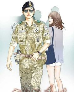 Descendants Of The Sun Fanart, Sun Fanart, Korean Characters, Descendants Of The Sun, Army Couple, Korean Picture, Hye Kyo, Kim Joon, Korean Drama List