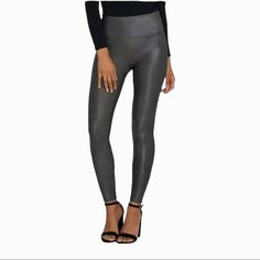 Spanx Faux Leather Leggings In Color Gunmetal When You Are Getting Ready For A Night Out, This Oh-So-Chic Fan Favorite Is Your New Go-To! This Faux Leather Legging Will Keep You Comfortable & Confident All Night Or Day. -The Slim Is Built In Contoured Power Waistband Offers Tummy Shaping & A Perky Rear View! -Designed To Hit At Natural Waist For Coverage & No Muffin Top -Center-Seam Free Check Out Some Of My Other Listings: Adidas, Anthro, Anthropology, Aritzia, Bebe, Commando, Everlane, Free People, Gym Shark, Iso, Johnny Was, I.Am.Gia, H&M, Helmut Lang, Hudson, Lululemon, Louis Vuitton, Madewell, Nike, Revolve, Tory Burch, Skims, Victoria’s Secret, Vince, Wilfred, Wolfred, Zara Leather Legging, Gym Shark, I Am Gia, Faux Leather Leggings, Johnny Was, Leather Leggings, Helmut Lang, Rear View, Victoria’s Secret