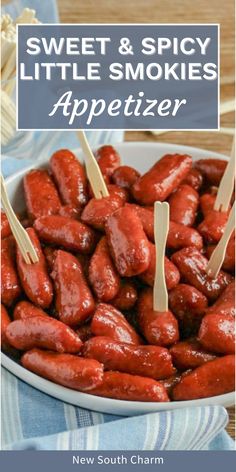 sweet and spicy little smokies appetizer with toothpicks in them