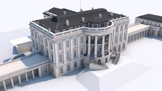 an architectural model of a large white building