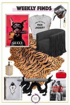 a magazine cover with an animal print and accessories