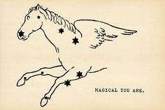 a black and white drawing of a horse with stars on it