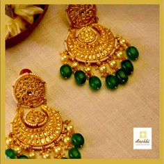 Real Uncut Polki Diamonds With Emerald Drops Is Hallmarked In 22 Kt Gold. Elegant Green Chandbalis For Wedding, Elegant Green Hand Set Chandbalis, Elegant Chandbalis With Cutdana For Reception, Elegant Cutdana Earrings For Reception, Elegant Heavy Chandbalis, Elegant Cutdana Chandbalis For Reception, Luxury Festive Chandbali Bridal Earrings, Luxury Chandbali Bridal Earrings For Festive Occasions, Luxury Earrings For Festivals