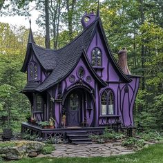 Purple House Exterior, Gothic Homes, Homes In London, Witchy Cottage