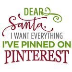 the words dear santa i want everything i've pinned on pinterest are in red and green