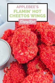 an appetizer is shown with the words applebee's flamn'hot cheetos wings