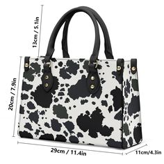 Grab the hottest fashion statement of the season with this Moo-licious Cow Print Luxury Tote Handbag! Perfect for giving your everyday look a sweet and sassy twist, this bag is sure to turn heads. It's made from a high-quality, durable material that will keep your belongings safe and secure making it as functional as it is fashionable. Moo-ve over handbags, this moo-tastic tote can't be beat! Features: . 100% high-grade vegan leather . Polyester lining w/ 2 internal pockets . Reinforced handles Chic Double Handle Bag For Gift, Chic Bag With Handles As Gift, Trendy Double Handle Box Bag For Gift, Trendy Double Handle Box Bag Gift, Chic Double Handle Satchel As Gift, Chic White Satchel As Gift, Trendy Double Handle Satchel As Gift, Chic Box Bag As Gift, Chic Box Bag With Handles For Gifts