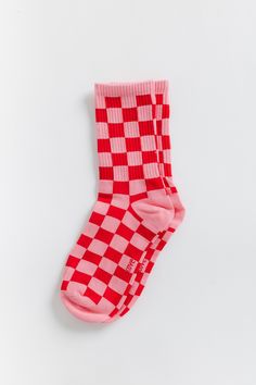 Cove Checker Retro Socks WOMEN'S SOCKS Cove Accessories Pink/Red OS Retro Socks, Checkered Socks, Getaway Dress, Streetwear Accessories, Retro Accessories, Pink Socks, Clothes Shopping, Cute Socks, Colorful Socks