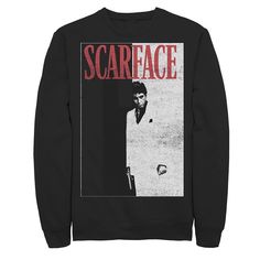 Celebrate the classic 80s movie with this men's Scarface sweatshirt. Celebrate the classic 80s movie with this men's Scarface sweatshirt. Crewneck Long sleevesFABRIC & CARE Cotton, polyester Machine wash Imported Size: XXL. Color: Black. Gender: male. Age Group: adult. Pattern: Graphic. Material: Fleece. Retro Black Fan Merchandise Sweatshirt, Retro Black Sweatshirt For Fan Merchandise, Black Pop Culture Crew Neck Sweatshirt, Classic 80s Movies, Graphic Material, Poster Photo, 80s Movies, Sweatshirt Crewneck, Pattern Graphic