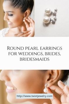 Round pearl earrings ideal for weddings, brides, bridesmaids, and other special occasions. In these bridal pearl earrings, I have attached a stunning creamy white 12mm round shell pearl onto a 5mm cubic zircon stud. This is a very classic design, and the pearl and cubic zircon combination are elegant and striking. Beautiful Wedding Jewelry, Bridal Pearl Earrings, Round Pearl Earrings, Bridesmaids Gift Sets