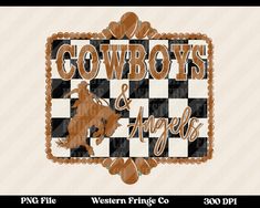 cowboys and angels svg file is shown in the shape of a checkerboard pattern