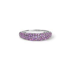 The Amethyst Pave Stack Ring is encrusted with precious, glittering Amethyst gemstones extending halfway around the band. The thickness of the band combined with the pave setting makes for a bold yet elegant piece of jewelry, perfect for making a statement or adding a pop of color to any outfit. Available in 14K White, Yellow, and Rose Gold Gemstone weight = 0.60 carats Width of ring = 4.80mm Gemstones are natural, therefore colors may vary Purple Stackable Amethyst Ring Fine Jewelry, Fine Jewelry Amethyst Stackable Rings, Purple Multi-stone Amethyst Ring In Fine Jewelry Style, Purple Multi-stone Amethyst Crystal Ring, 14k Gold Multi-stone Purple Amethyst Ring, Stack Ring, Diamond Shop, Diamond Cocktail Rings, Band Bracelet