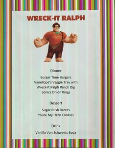 an advertisement for wreck - it raph, which is featured on the back of a poster